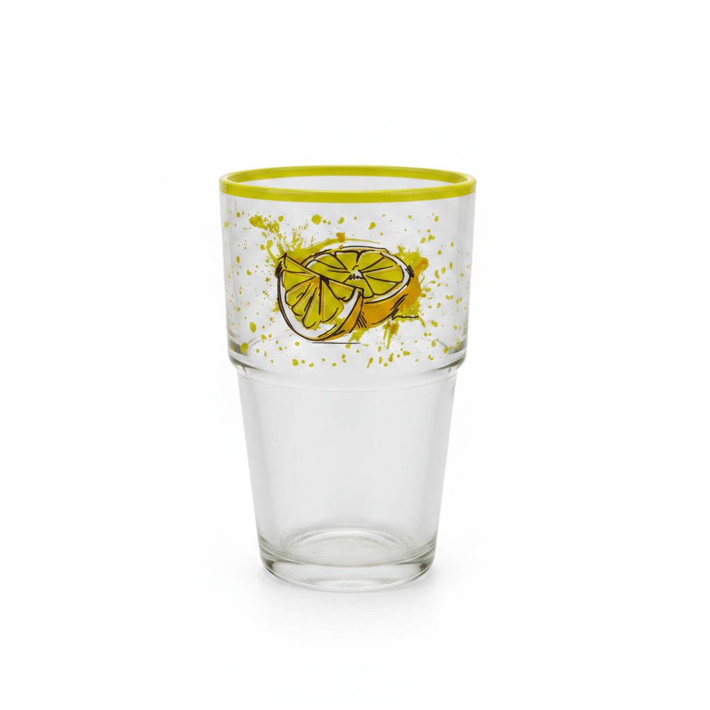 Hervin Glass Tumbler 350cc – Lemon Print | 12×7.5cm - Al Kabayel Discount CentreHervin Glass Tumbler 350cc – Lemon Print | 12×7.5cmTumblersHERVINAl Kabayel Discount Centre