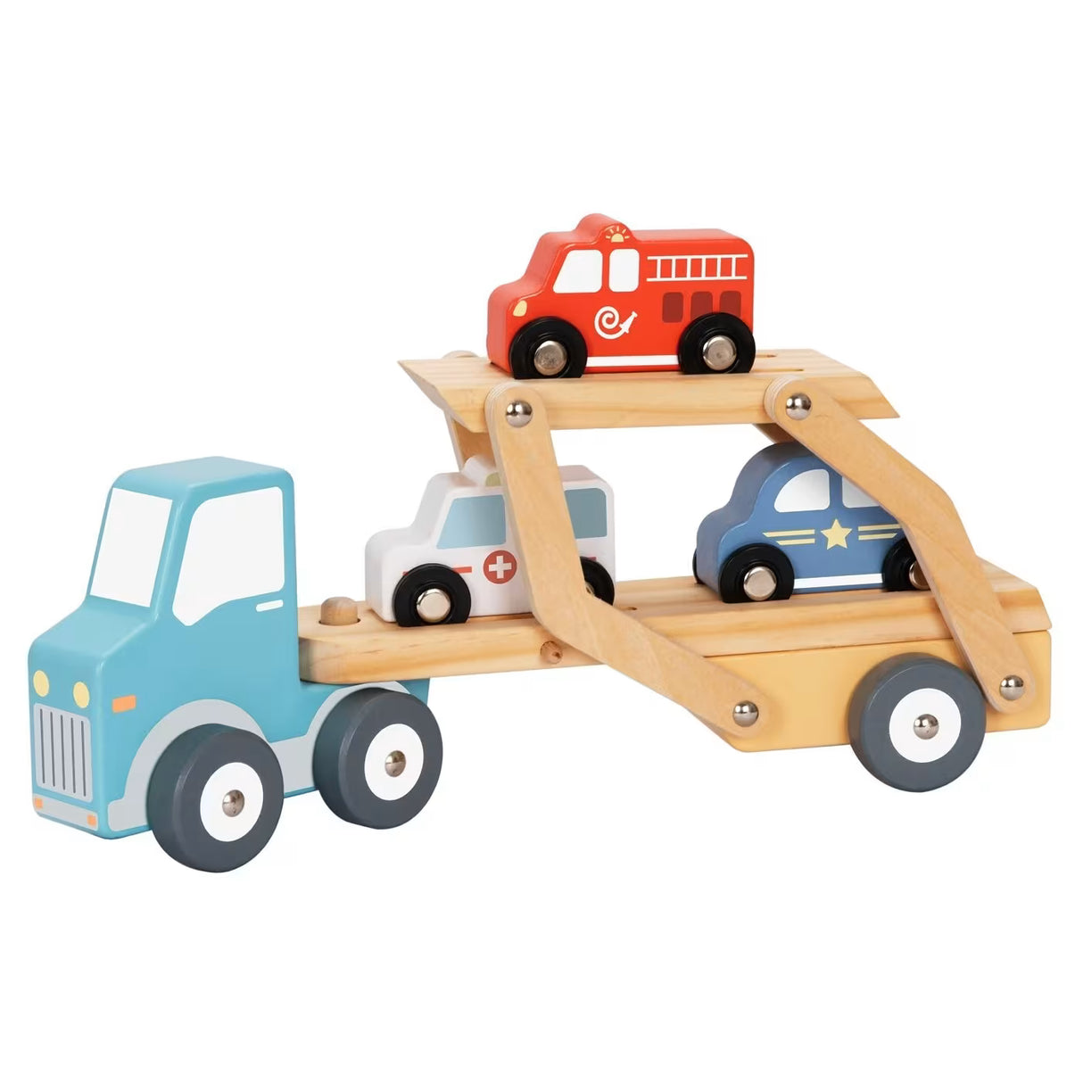 Joodi 5pcs Wooden Car Carrier Truck Playset, HP033