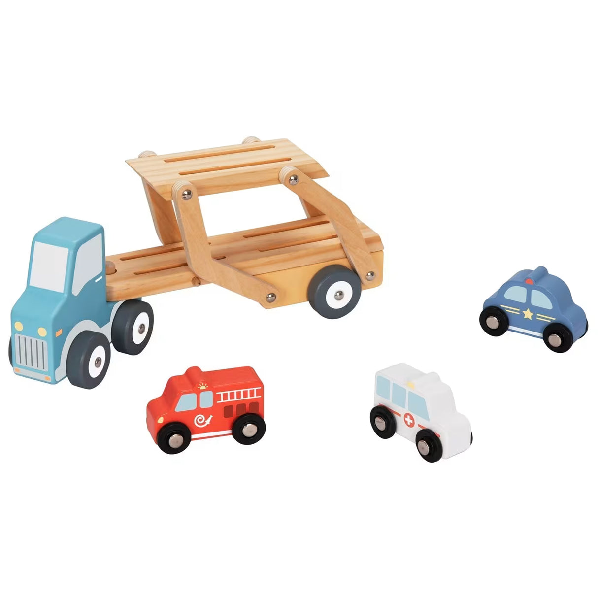 Joodi 5pcs Wooden Car Carrier Truck Playset, HP033