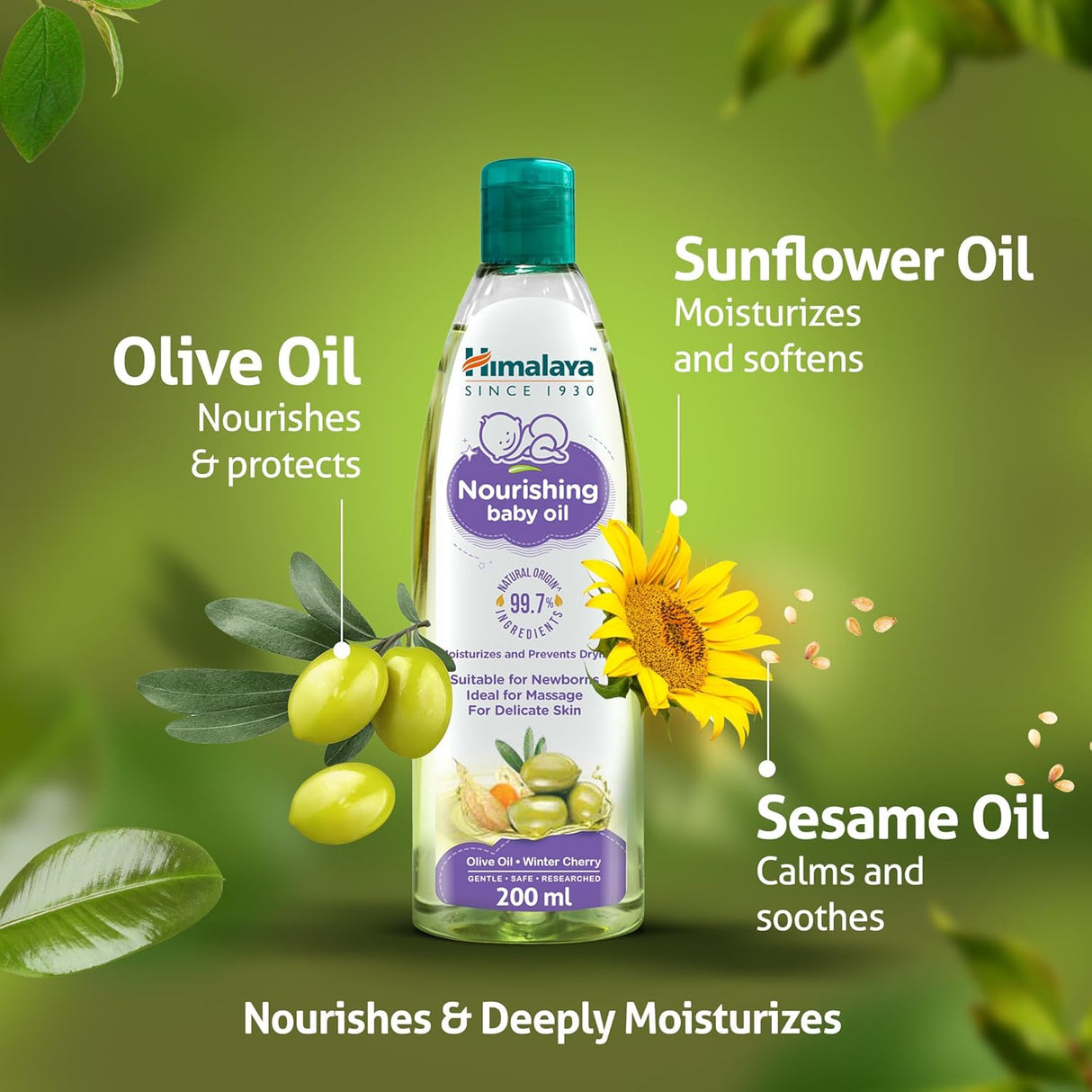 Himalaya Nourishing Baby Oil – Olive Oil & Winter Cherry | 200ml - Al Kabayel Discount CentreHimalaya Nourishing Baby Oil – Olive Oil & Winter Cherry | 200mlBaby ProductsHIMALAYAAl Kabayel Discount Centre