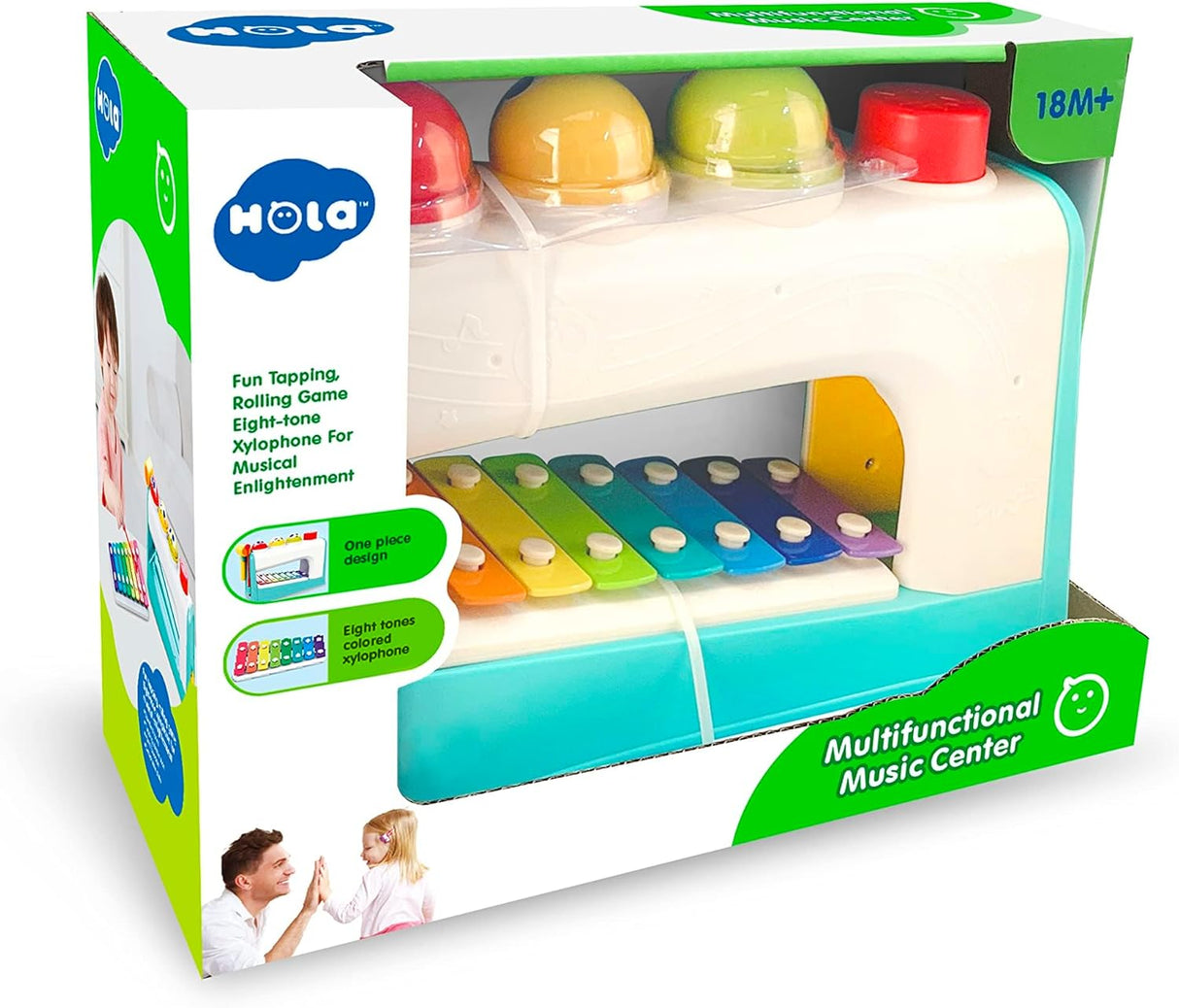 Hola Rainbow Xylophone, 4 - in - 1 Montessori Toys, Pounding - Color Matching - Rolling Ball Games - Al Kabayel Discount CentreHola Rainbow Xylophone, 4 - in - 1 Montessori Toys, Pounding - Color Matching - Rolling Ball GamesEducational ToysHOLAAl Kabayel Discount Centre