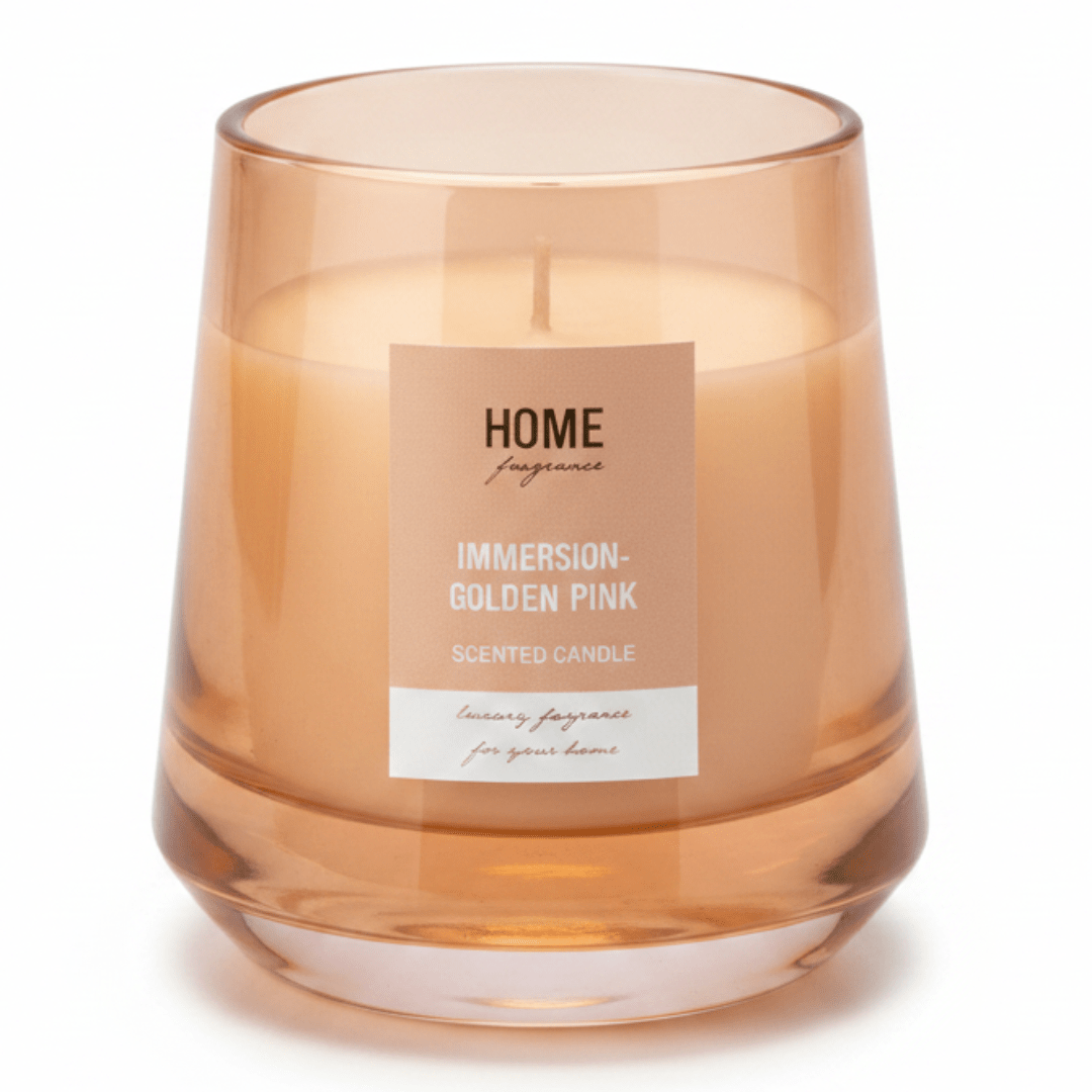 Home Fragrance Immersion & Golden Pink Premium Decorative Aroma Candle – 12 × 10 cm - Al Kabayel Discount CentreHome Fragrance Immersion & Golden Pink Premium Decorative Aroma Candle – 12 × 10 cmHome FragrancesHOME FRAGRANCEAl Kabayel Discount Centre