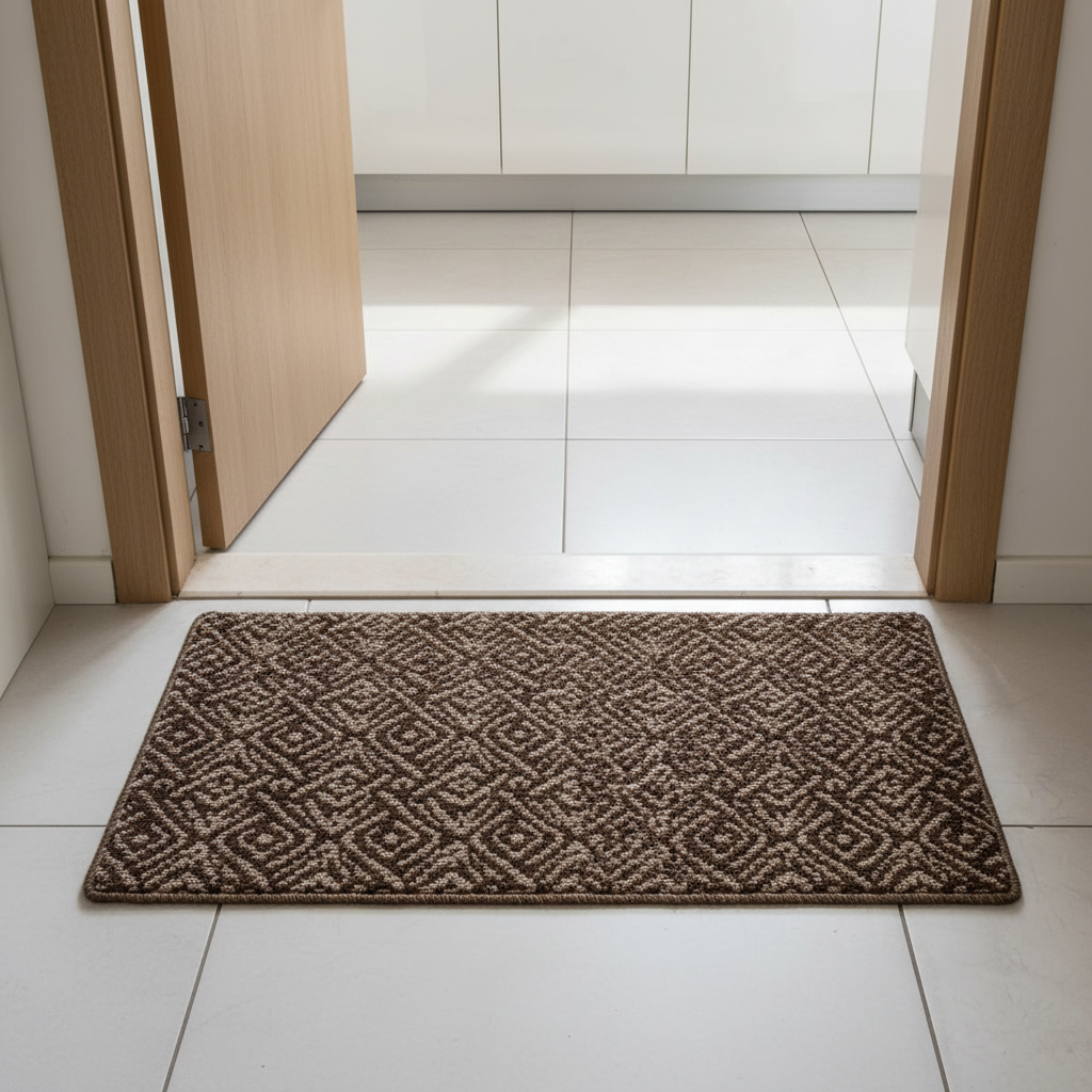 Premium Geometric Diamond Pattern Rectangle Door Mat | Anti-Slip Entrance Rug for Home, Kitchen & Entryway | 68 × 44 cm | Brown & Beige Woven Design
