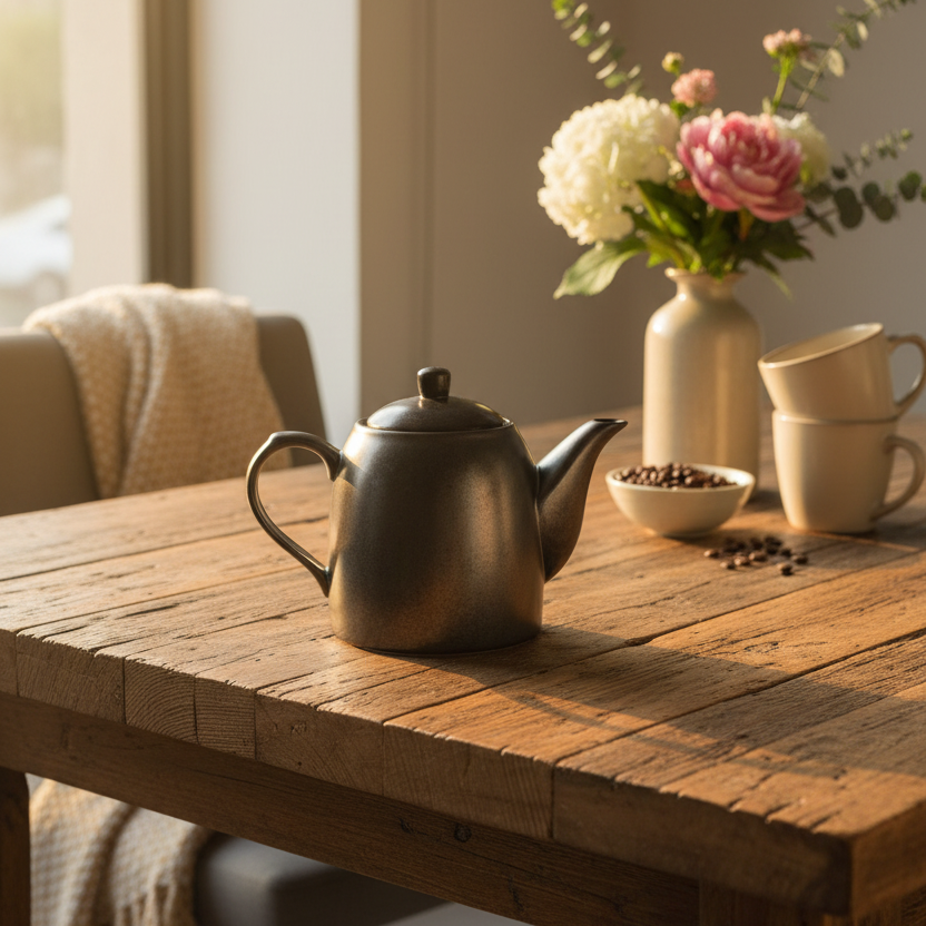 Porcelain Grey Coffee Pot 700ml | Premium Ceramic Teapot for Home, Café & Gifting