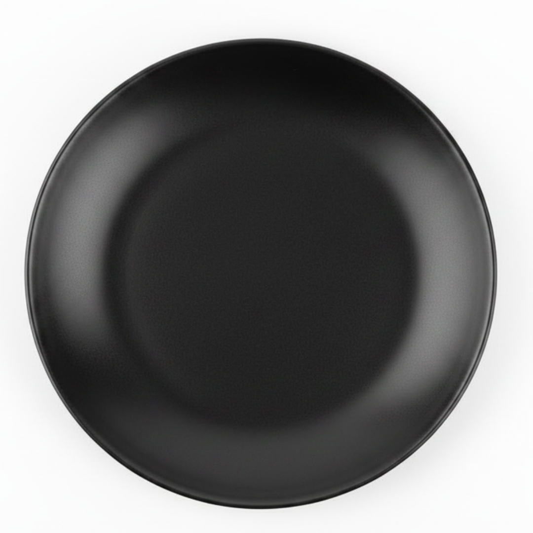 Black Matte Ceramic Fruit Plate 26.5cm | Premium Stoneware Serving Plate |