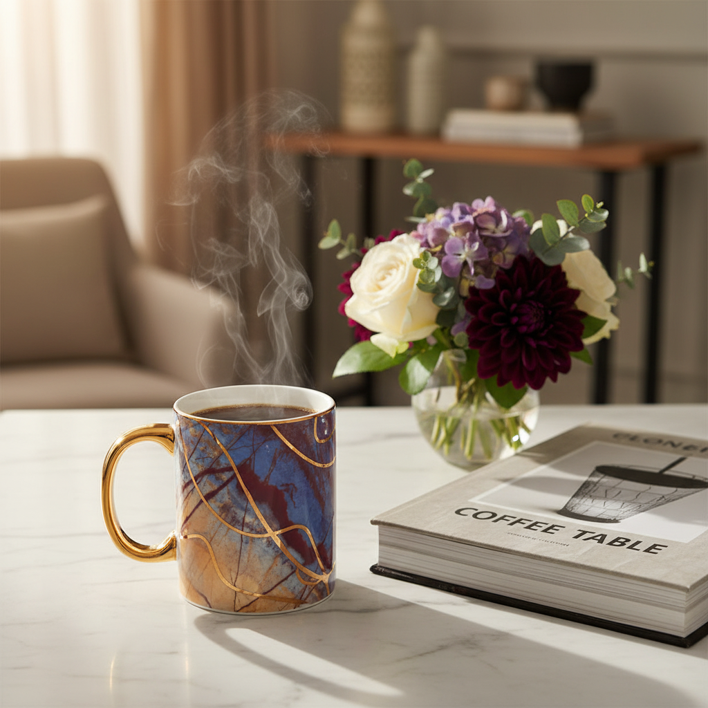 Marble Elegance Ceramic Mug - 300ml