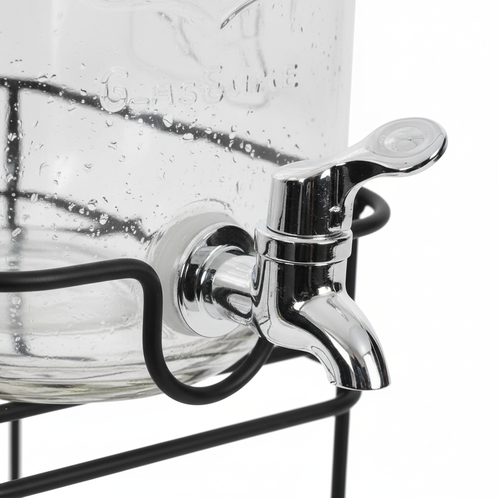 2 Pcs Glass Beverage Dispenser with Metal Stand | 5L