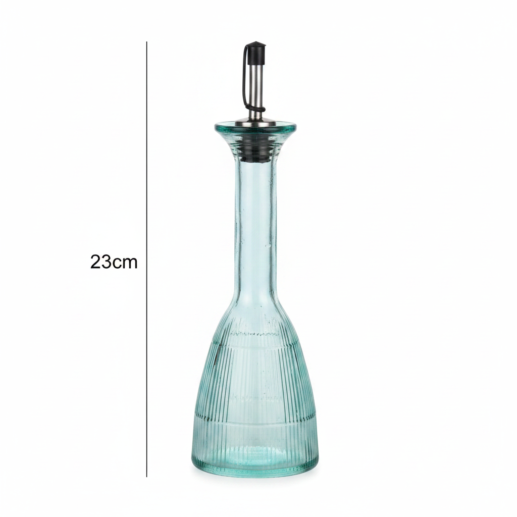 Ribbed Glass Oil & Vinegar Dispenser Bottle - 23cm