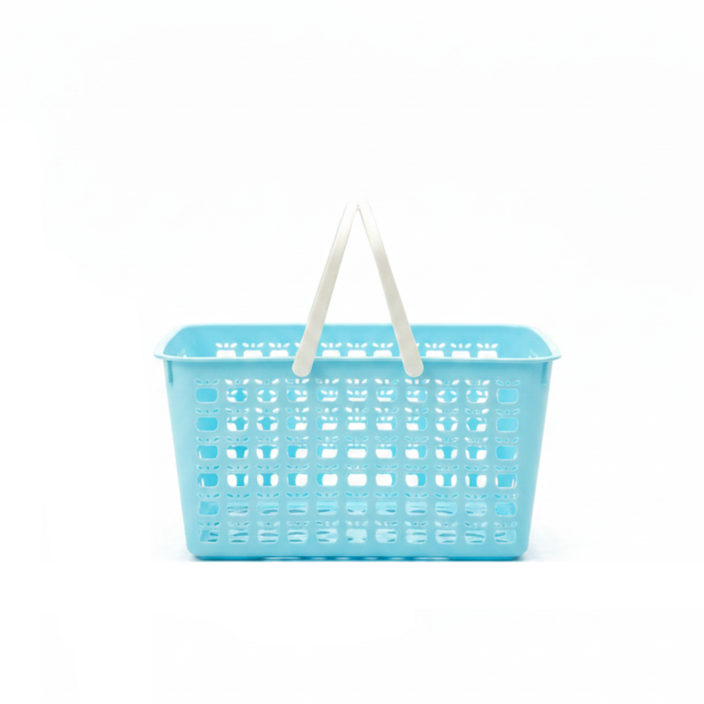 Mini Plastic Basket with Handle โ 26ร16cm - Lime Green / Light Blue