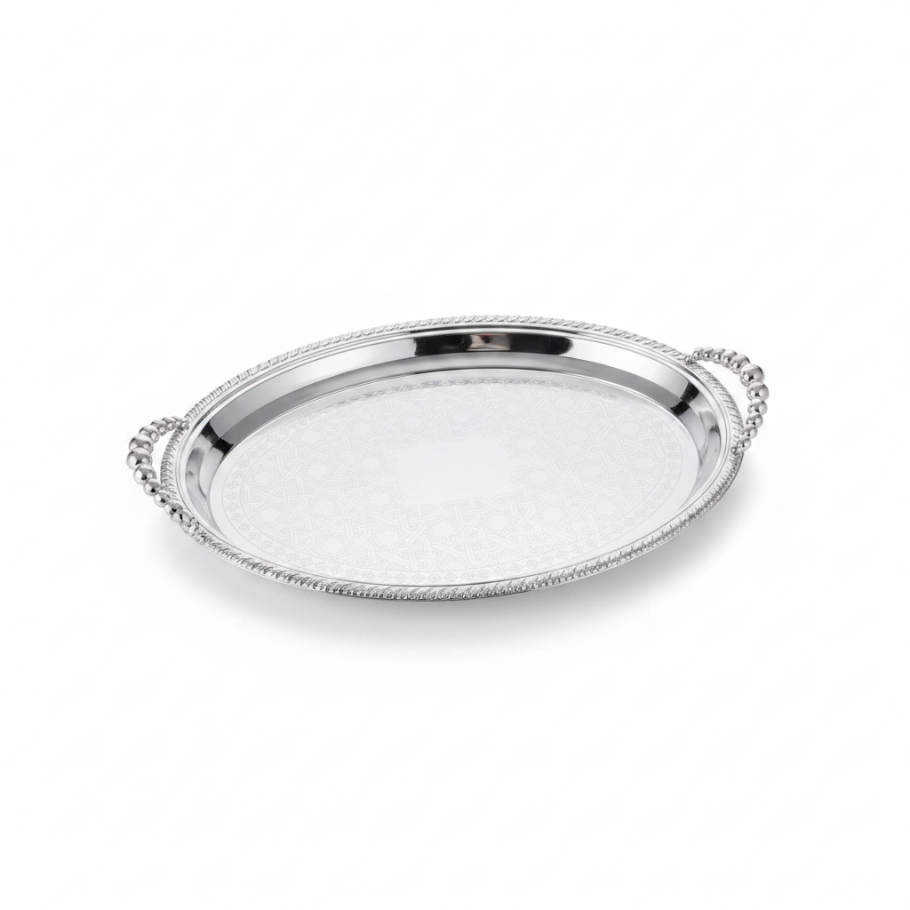 Pilsco Silver Metal Oval Serving Tray - 45×32cm