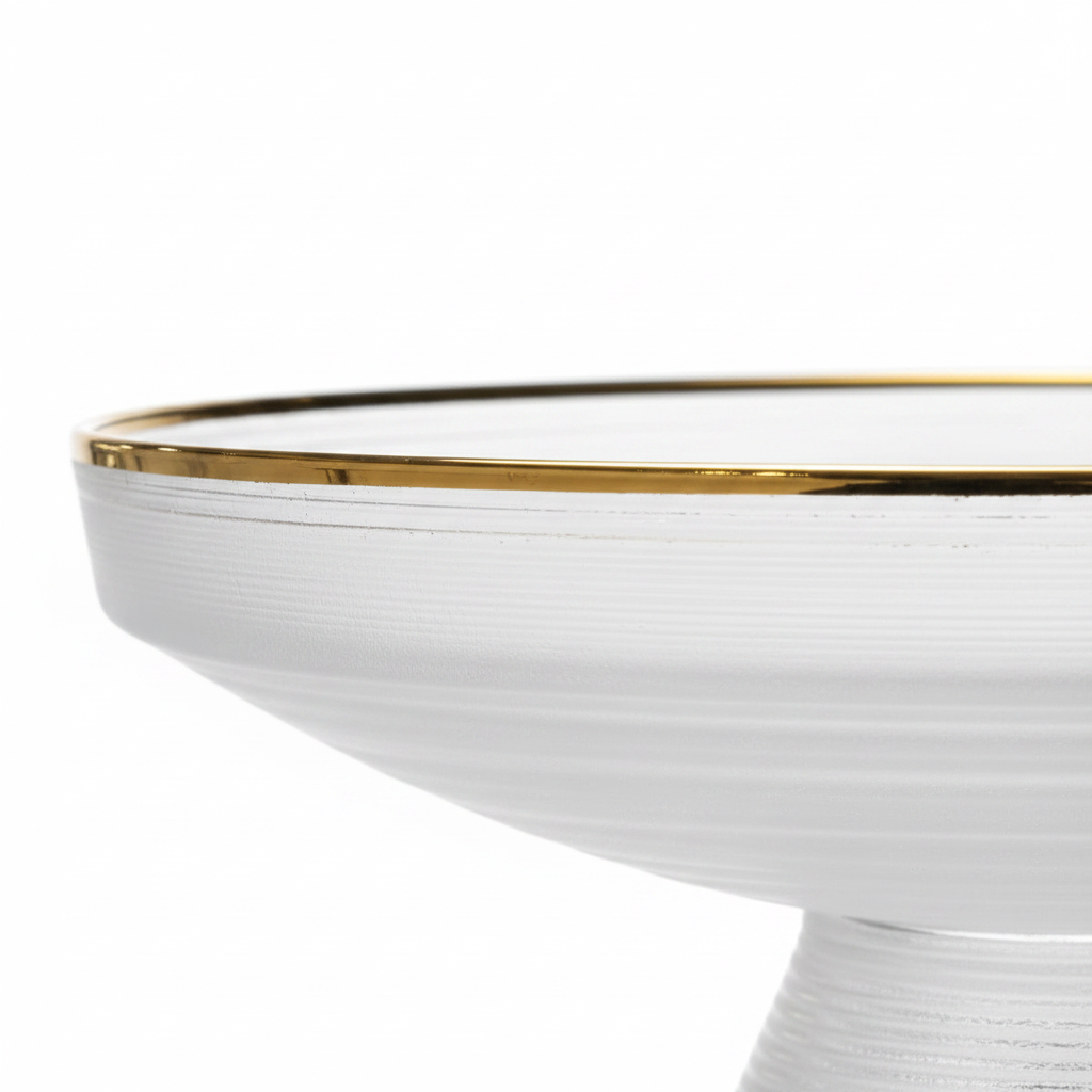 Danny Home Glass Footed Fruit Plate With Gold Rim - 13 Inch