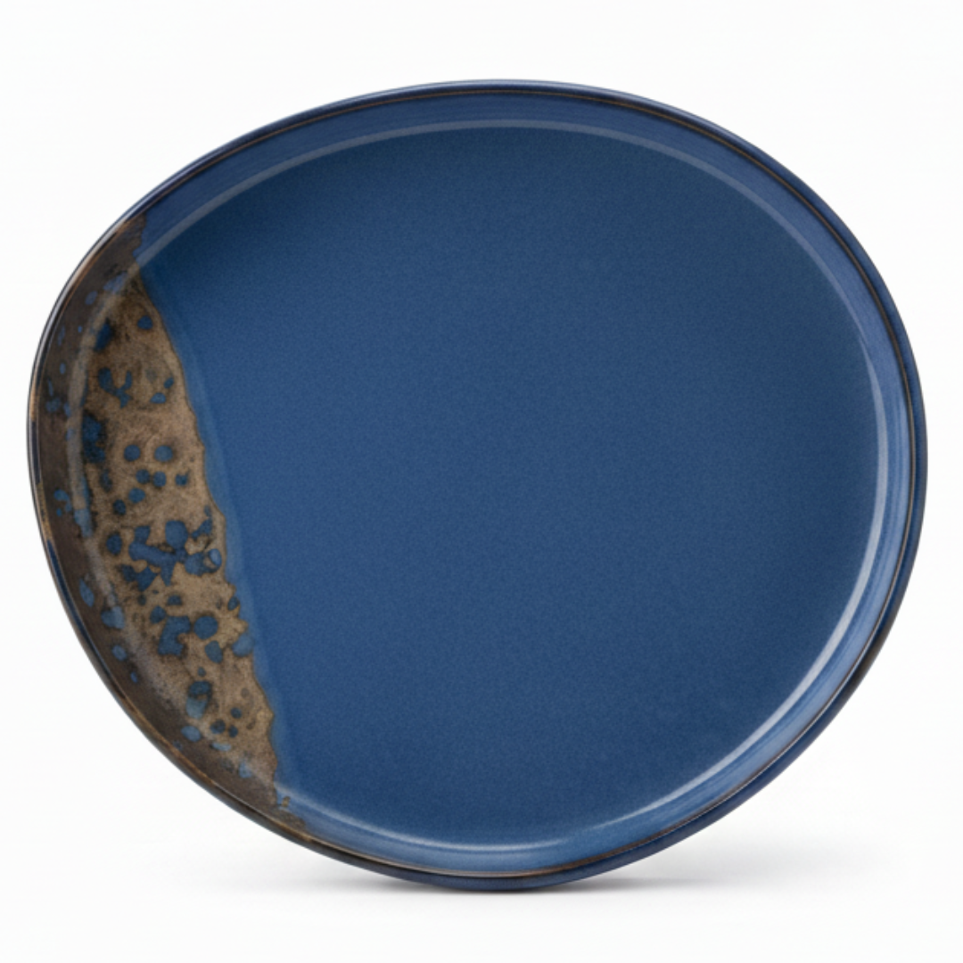 Navy Blue & Brown Reactive Glaze Ceramic Plate | 34cm , 28cm , 23cm |