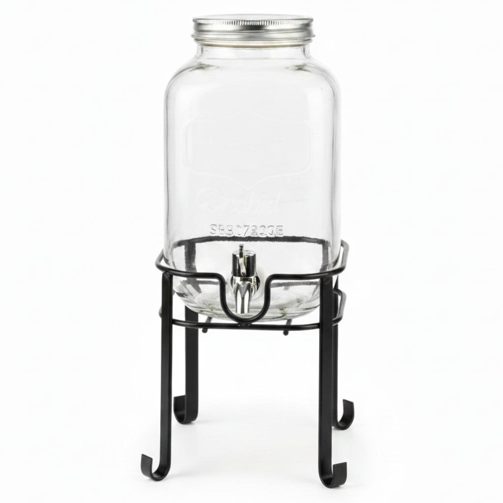 Orchid 4L Glass Beverage Dispenser with Metal Stand