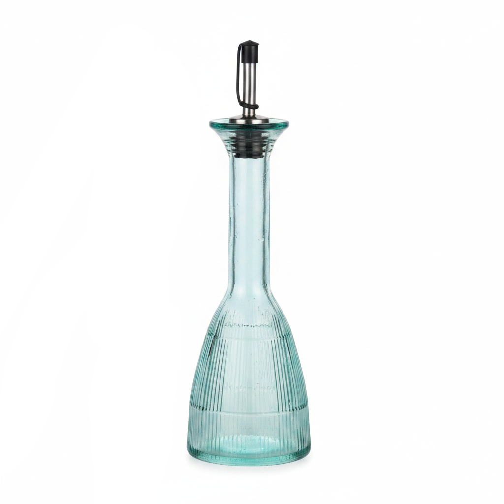 Ribbed Glass Oil & Vinegar Dispenser Bottle - 23cm