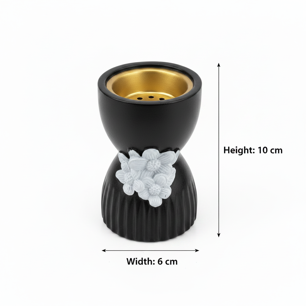 Black & White Chalk Incense Burner - 10×6cm