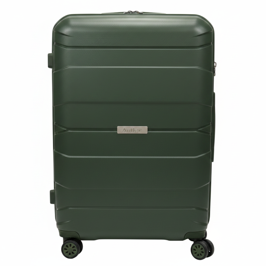 Antler Hard Shell PP Trolley Bag | Olive Green | 4-Wheel Spinner | 24 Inch |