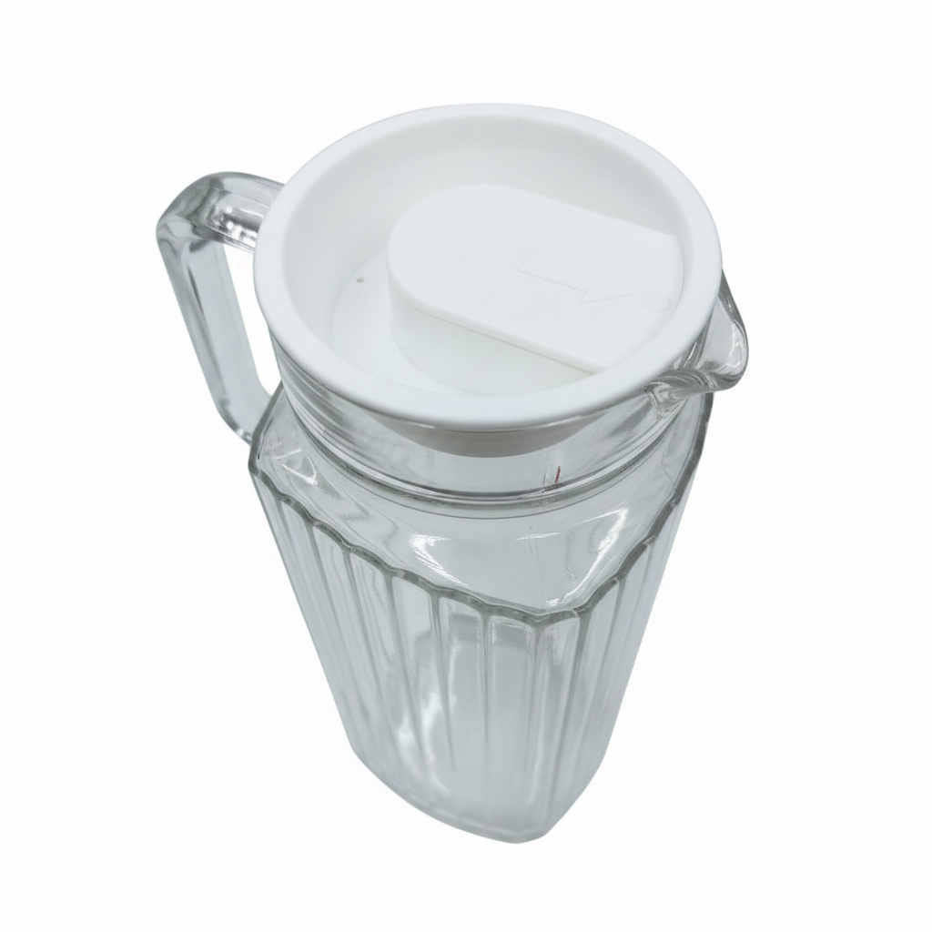 Luminarc Glass Jug 1L – Clear Ribbed Design with Lid