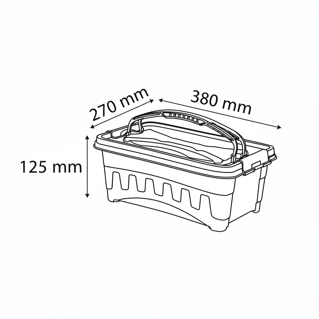 Polytime Rectangular Storage Box with Lid & Handle – 9 Ltr | 380×270×125 mm | Transparent