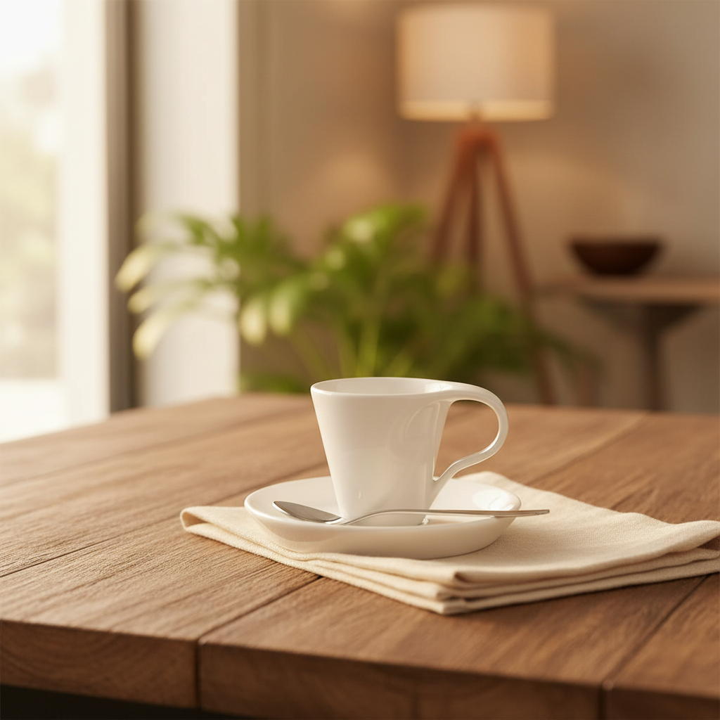 Symphony White Ceramic Espresso Cup & Saucer Set — 80ml