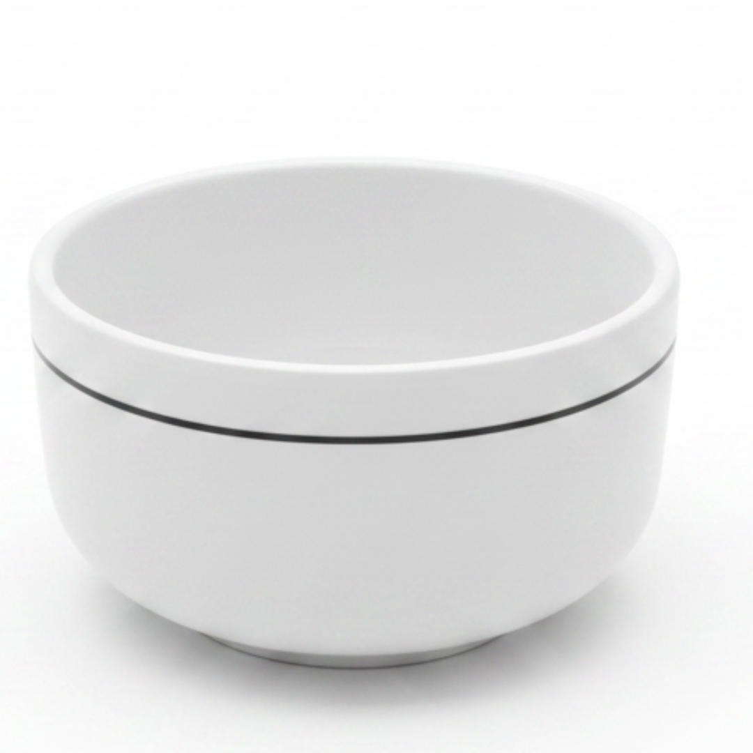 4Ever White Melamine Soup Bowl with Black Rim | 3.5 Inch | Durable & Elegant Tableware