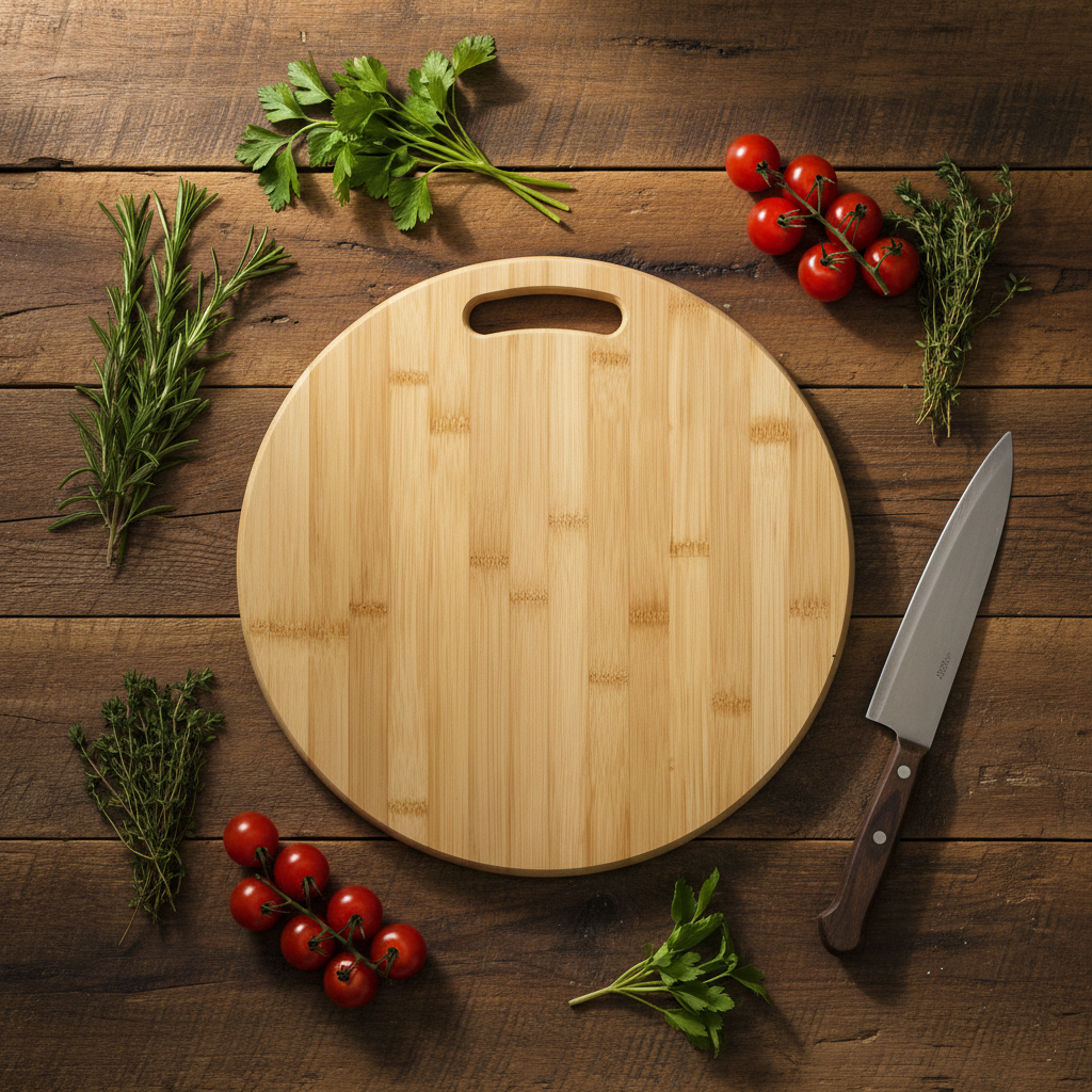 Jinzifeng Round Bamboo Chopping Board - 34cm