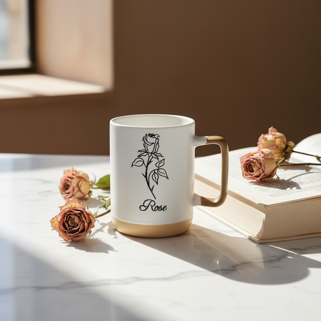 White Rose Ceramic Mug - 350ml
