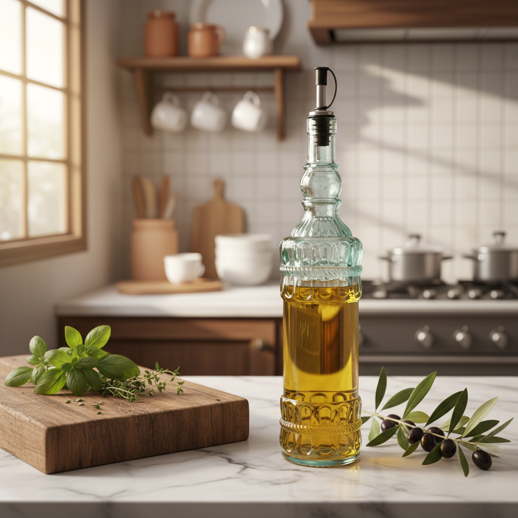Glass Oil & Vinegar Bottle with Pourer - 700ml