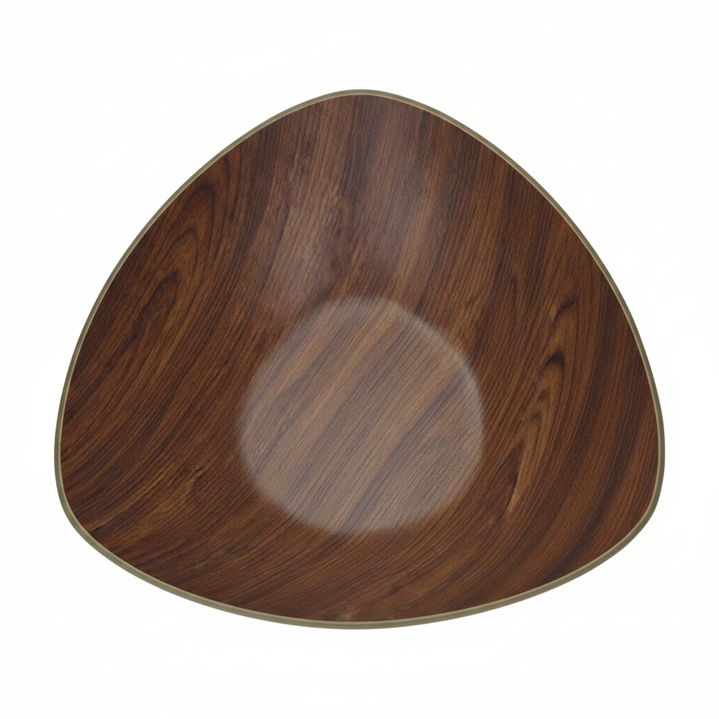 Evelin Large Triangle Bowl – Wood-Finish Polystyrene – 34×11 cm