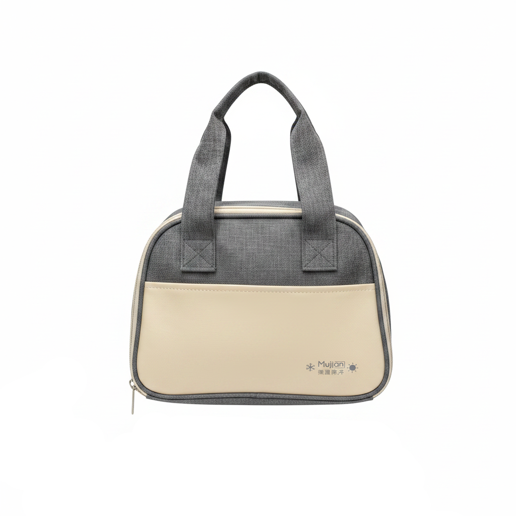 Mujian Grey & Cream Lunch Box Bag - 20×25cm