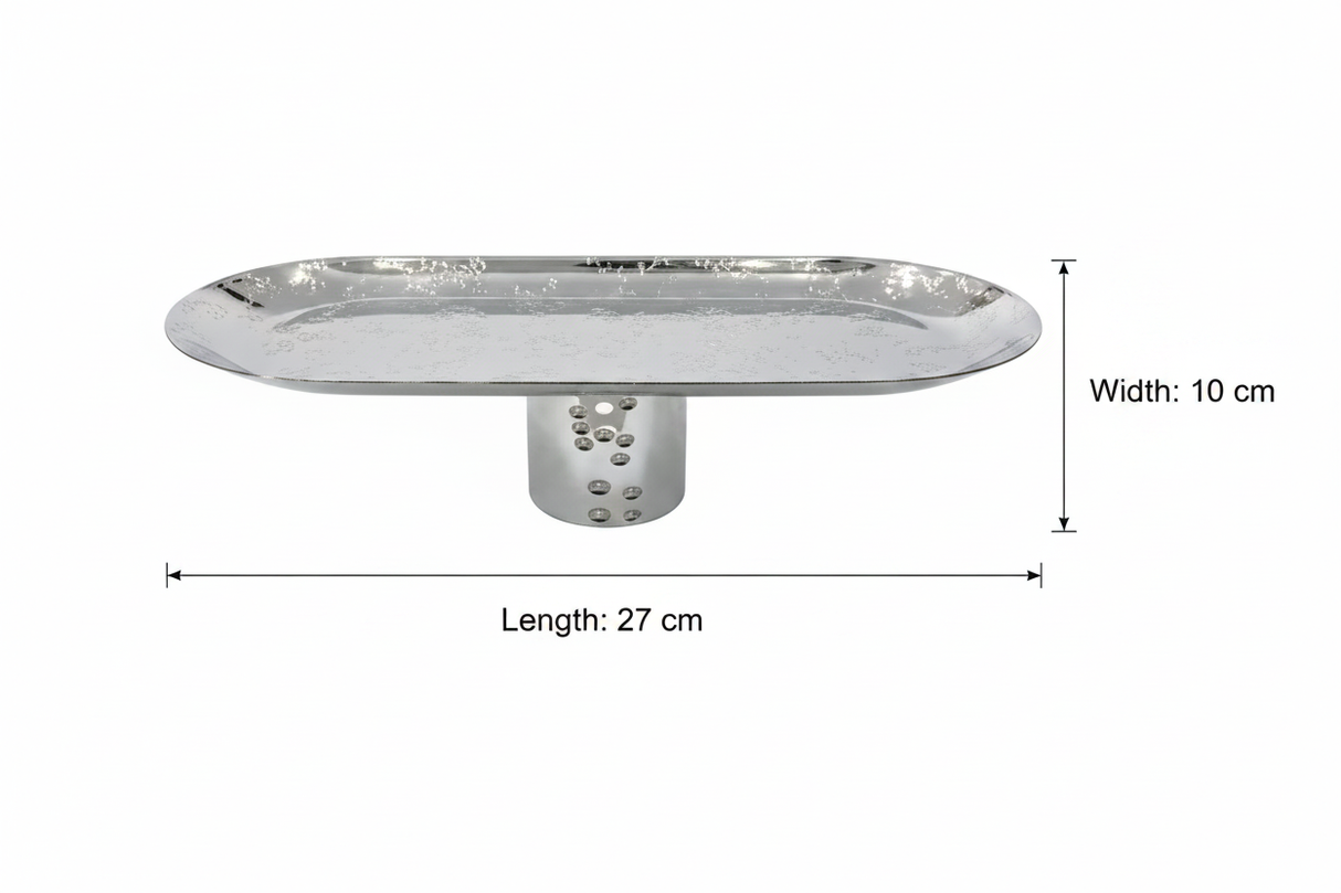 Acrylic Footed Silver Metal Candy Tray - 27×10 cm