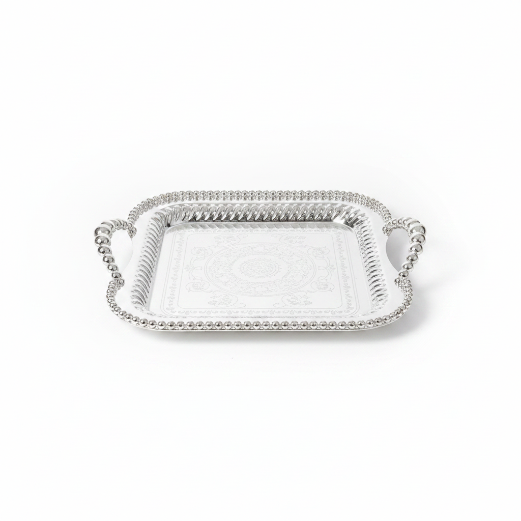 Pilsco Silver Metal Square Serving Tray - 30×30 cm