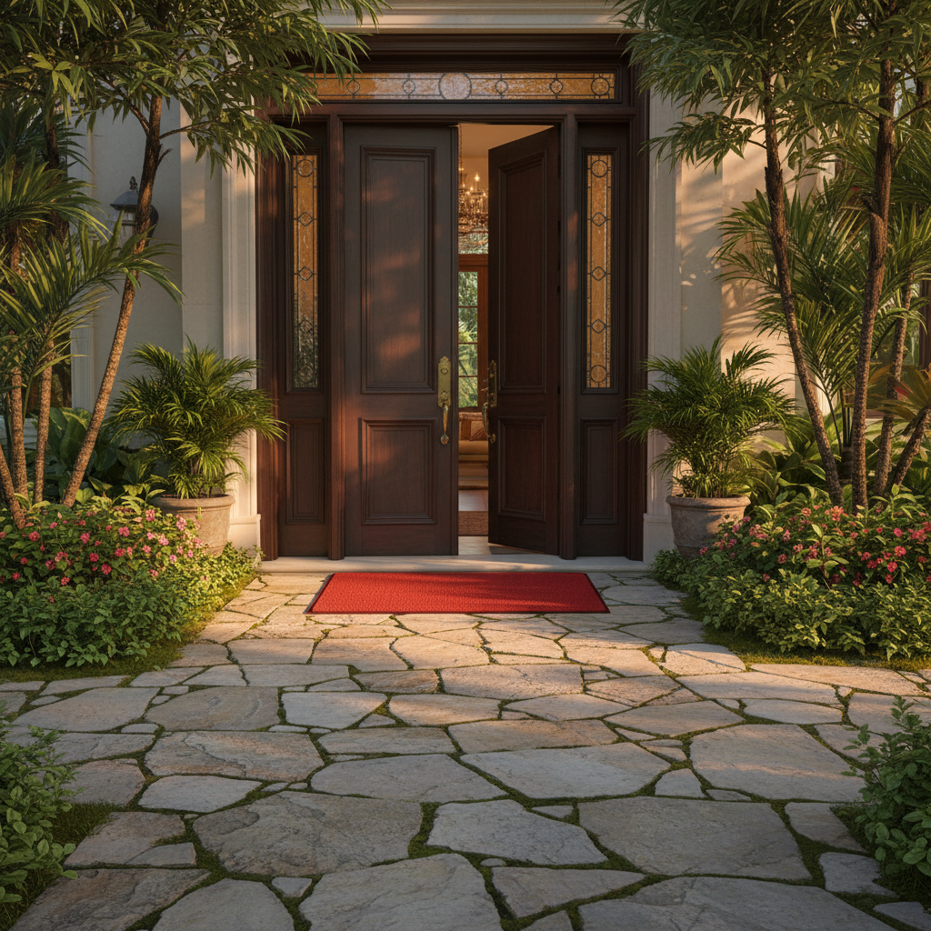 Premium Red Rectangle Door Mat | Anti-Slip Woven Entrance Rug | 68×44 cm | Indoor & Outdoor Use