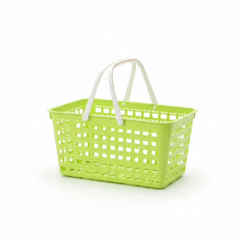 Mini Plastic Basket with Handle โ 26ร16cm - Lime Green / Light Blue