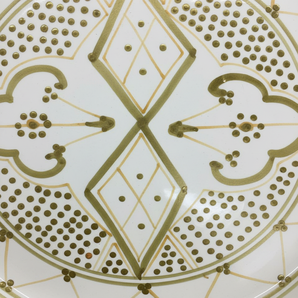 Slama Cream & Olive Gold Ceramic Plate - 26cm