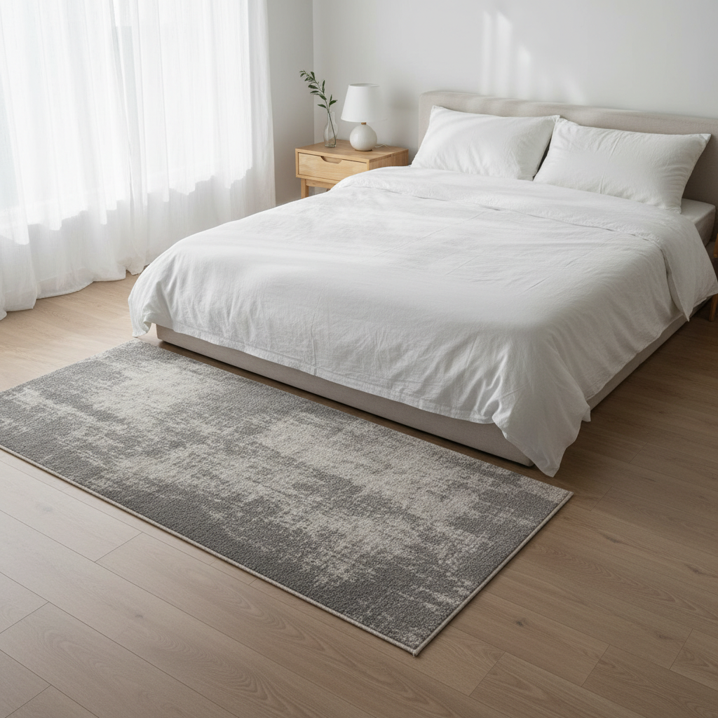 Grey & Cream Abstract Distressed Jod Carpet | Modern Luxury Area Rug | 80 × 150 cm |