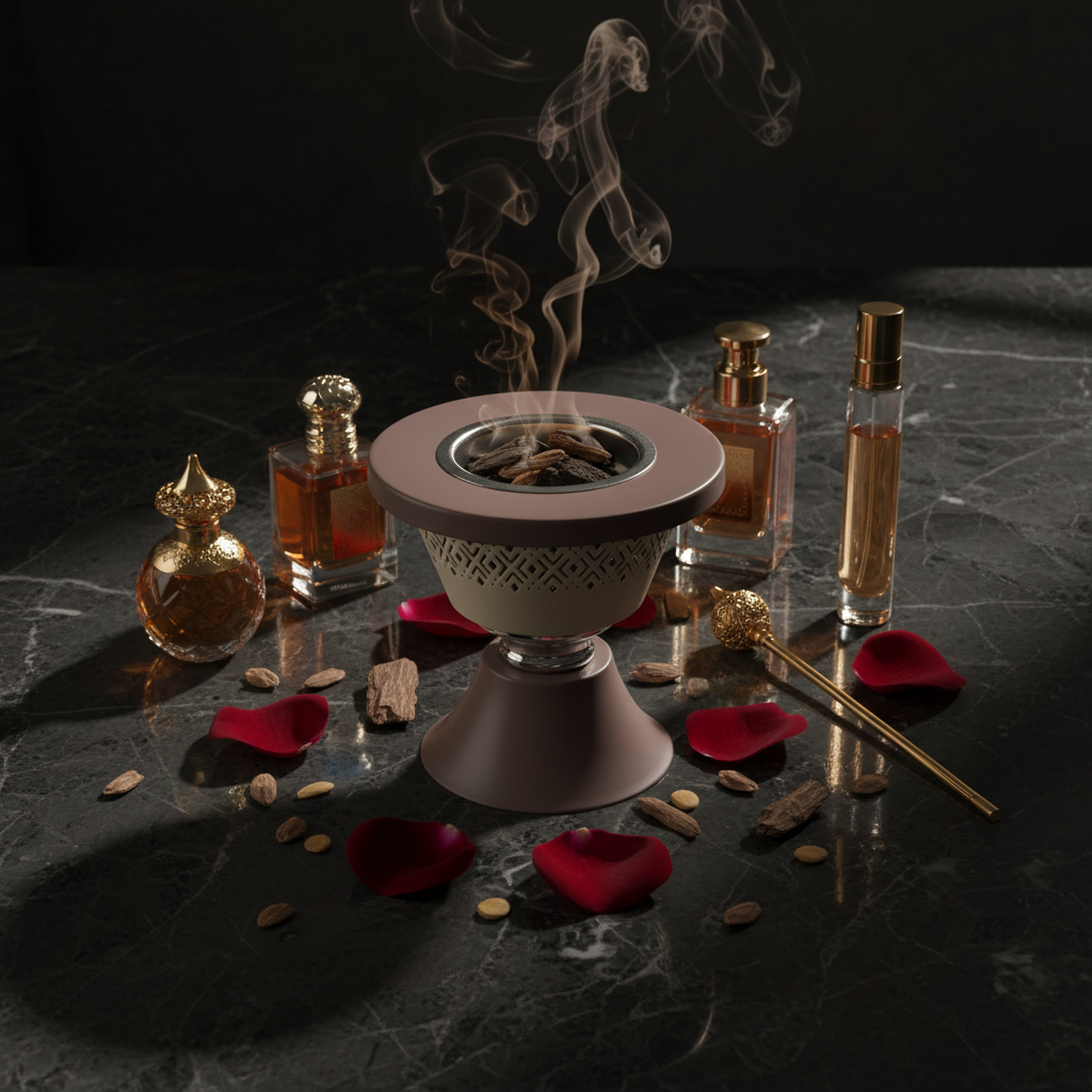 Metal Incense Burner – Mabkhara | 12cm | Arabic Bakhoor Holder | Rose Gold & Green |