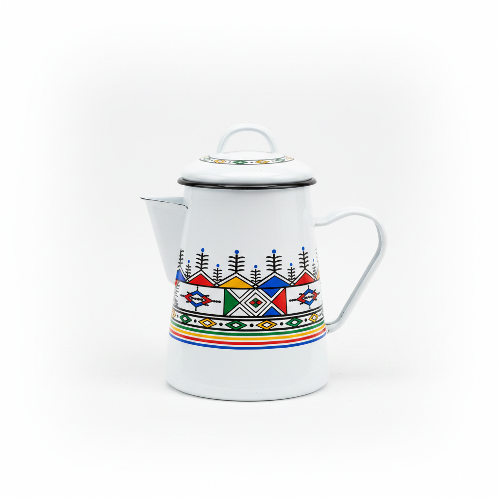 Velvet White Enamel Kettle with Traditional Print โ 1.8 Ltr