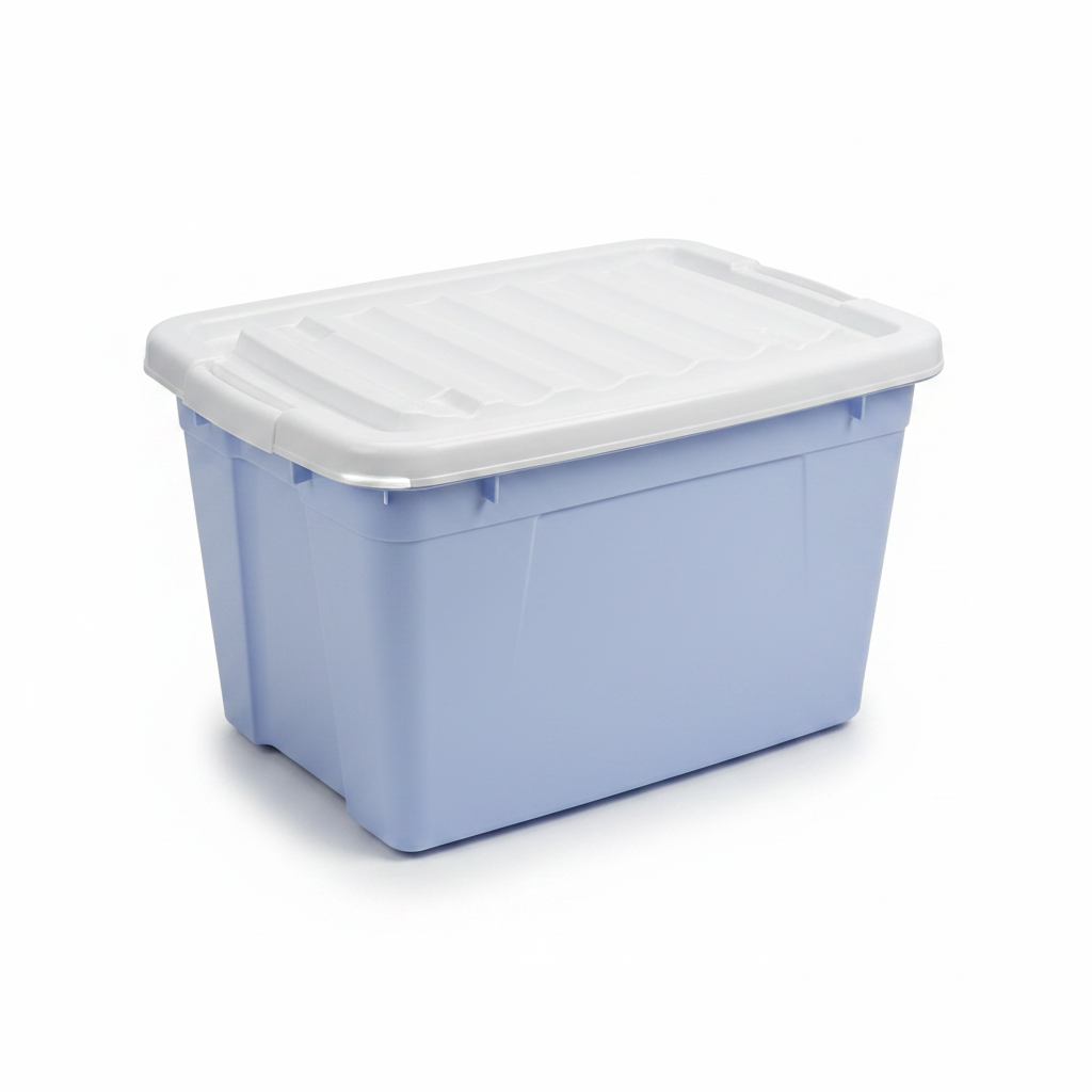 Esqube Plastic Storage Box with Lid & Handle – 25 Litre - Grey / Light Blue / Pink / Sage Green