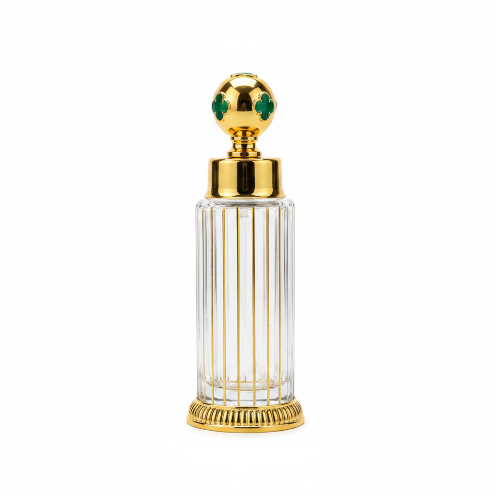 Mayflower Glass Perfume Bottle with Gold Metal Base – 250ml - Green / Pink / Red / Navy Blue