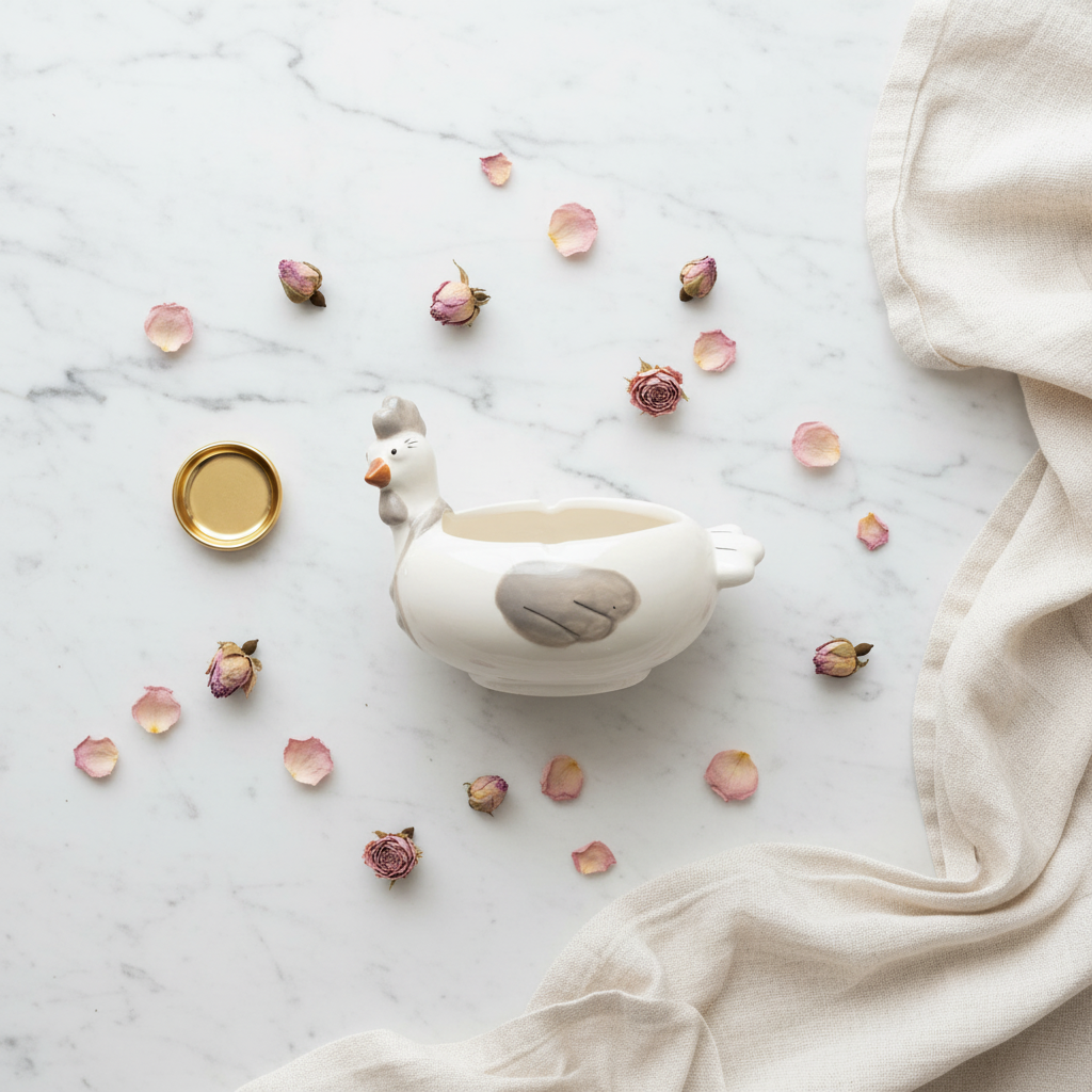 White Ceramic Duck Ashtray — Charming Home Décor Piece | 12cm
