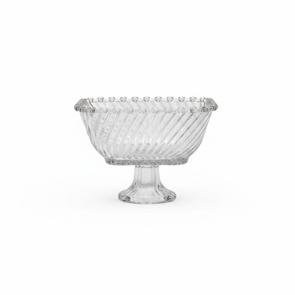 Crystal Glass Footed Candy Bowl - 20×15 cm