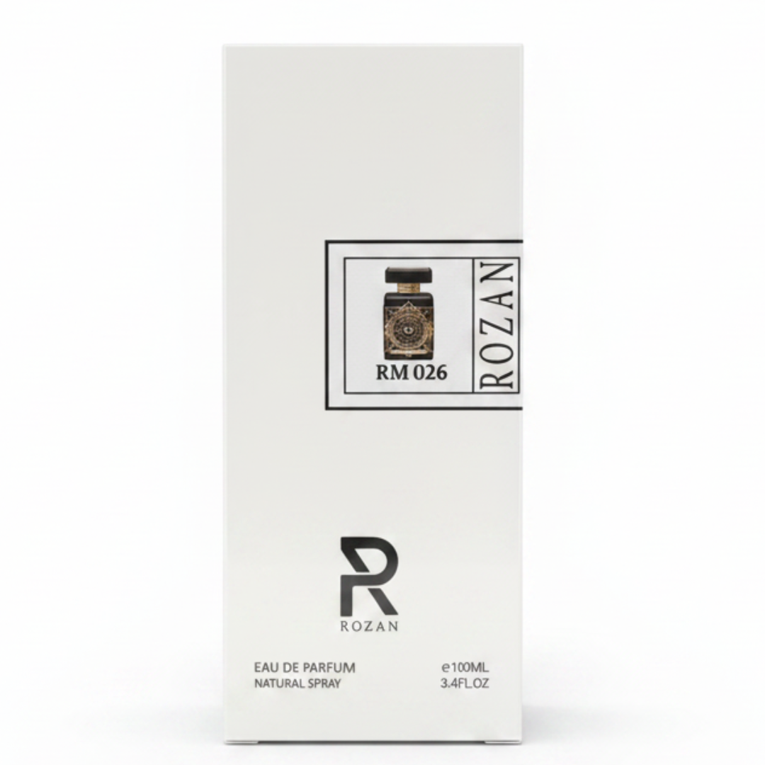 روزان RM 026 او دو بارفان 100 مل – عطر فاخر للجنسين بالزعفران والعود والباتشولي | بخاخ طبيعي | نسخة مستوحاة |