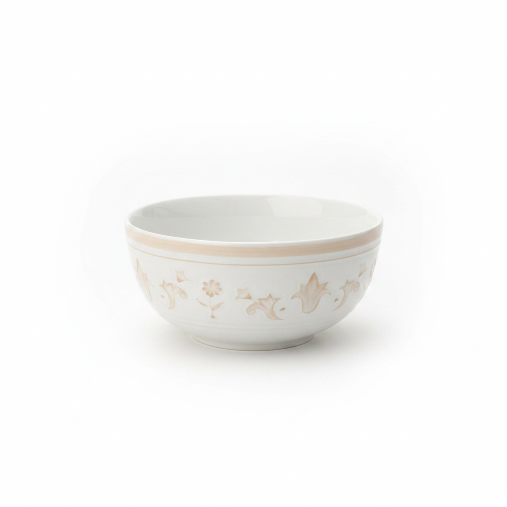 Luhpar White & Gold Embossed Floral Round Ceramic Bowl - 5.5 Inch
