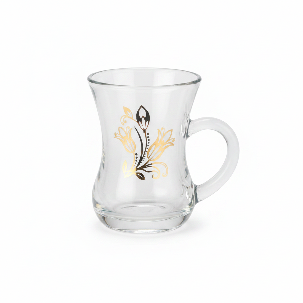 Crystal Floral Glass Tea Mug – 120ml