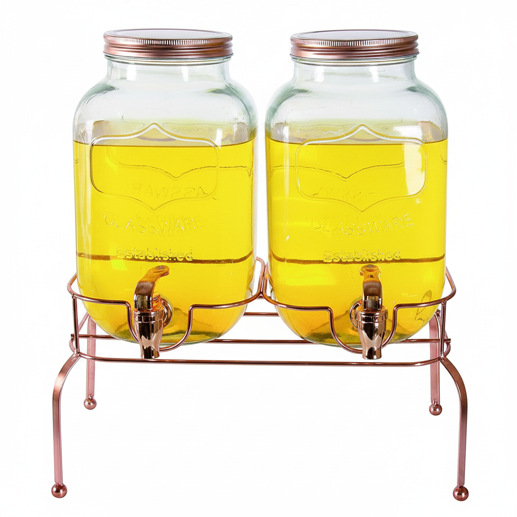 Orchid Dual 4-Litre Beverage Glass Dispenser with Stand