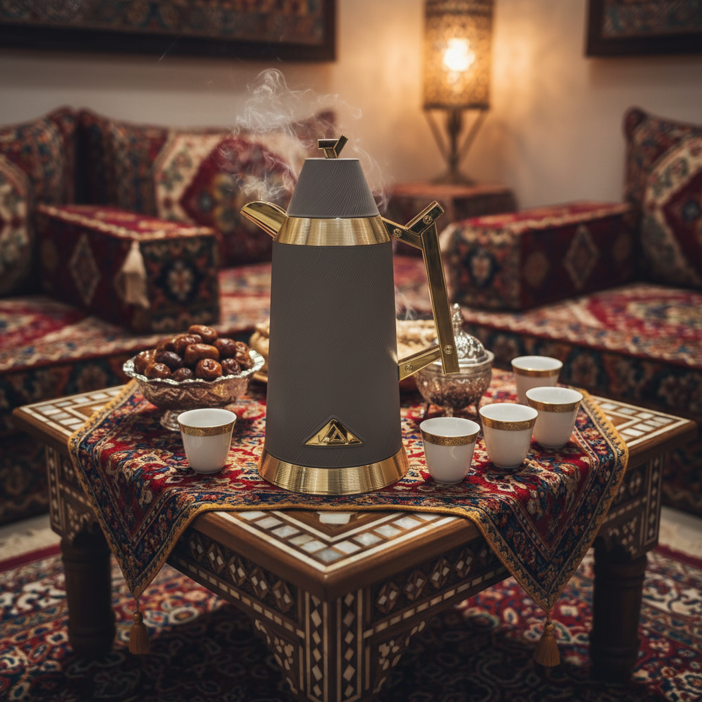 Red Home Luxury Vacuum Flask Set – 1L + 1L – Gray & Gold
