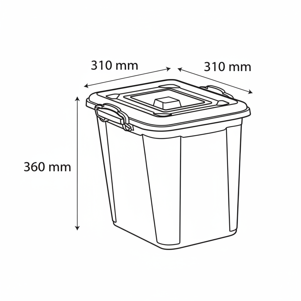 Polytime Square Storage Plastic Box 20L | Clear with Teal Handles | 360×310×310mm