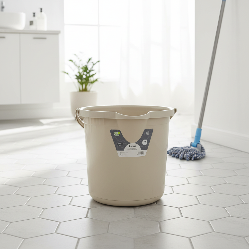 Polytime Purgat Plastic Cleaning Bucket - 14 Litre - Off White/ Beige / White
