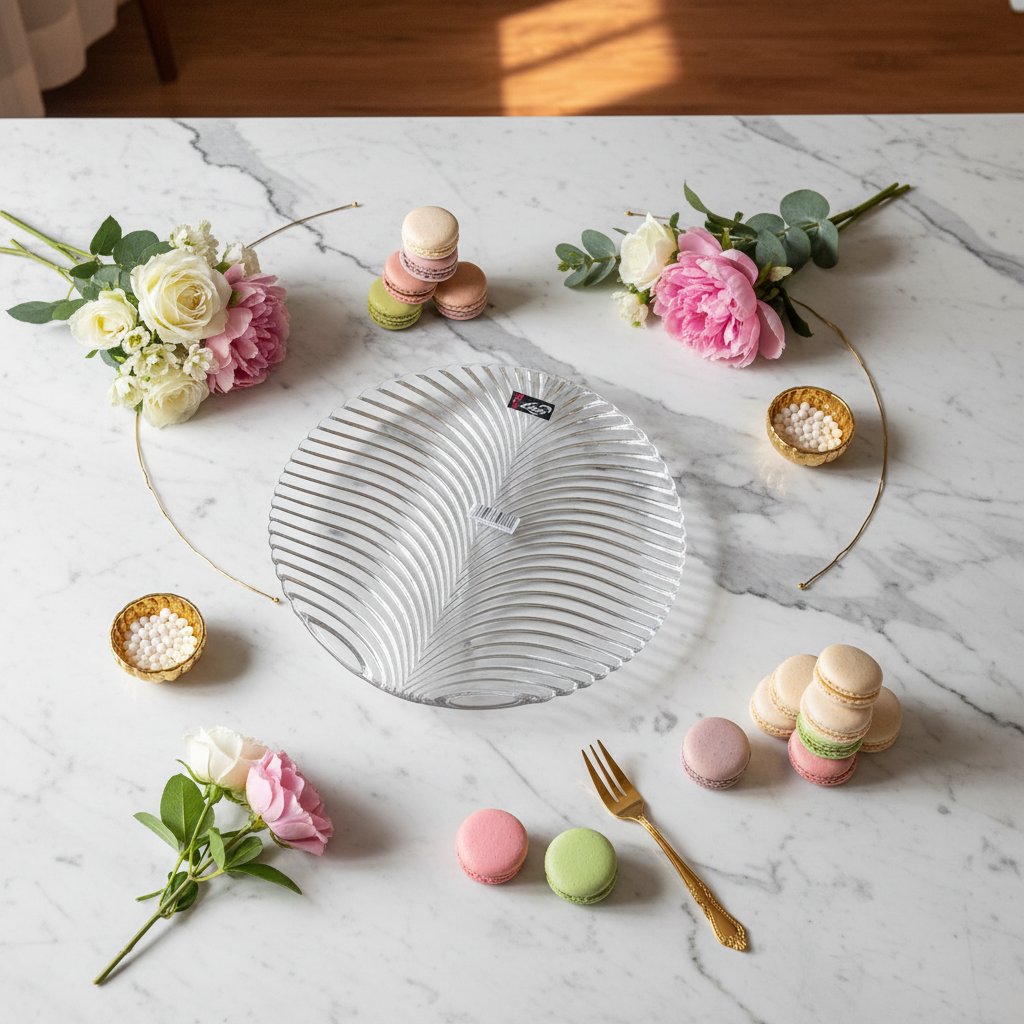 Efelita Glass Leaf Cake Plate - 28×28cm