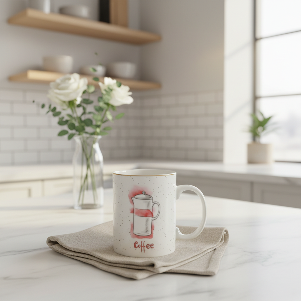 White Ceramic Coffee Mug - 350ml